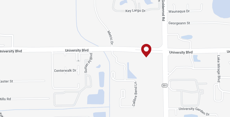 Located at the intersection of University Boulevard and North Goldenrod Road, next to Wells Fargo Bank, Regions Bank and Goldenrod Road KinderCare